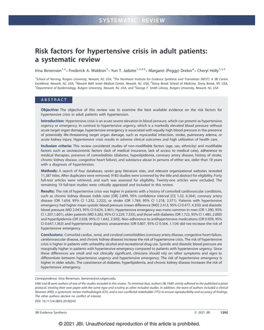 Risk Factors For Hypertensive Crisis In Adult cover