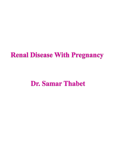 RENAL DISEASE WITH PREGNANCY cover