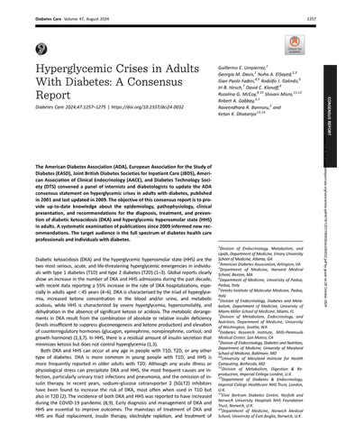 HYPERGLYCEMIC CRISES IN ADULTS WITH DIABETES: A CONSENSUS REPORT cover