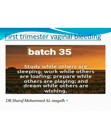 FIRST TRIMESTER VAGINAL BLEEDING cover