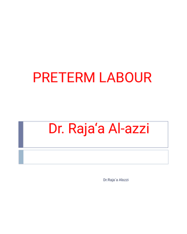 PRETERM LABOUR cover