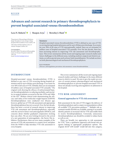 PRIMARY THROMBOPROPHYLAXIS TO PREVENT HOSPITAL ASSOCIATED VENOUS THROMBOEMBOLISM cover