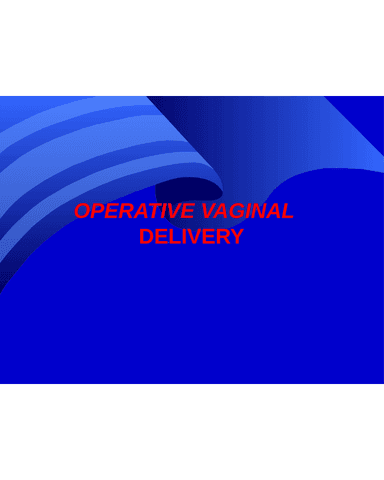 OPERATIVE VAGINAL DELIVERY cover