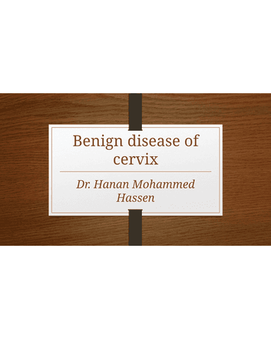 BENIGN DISEASE OF CERVIX cover