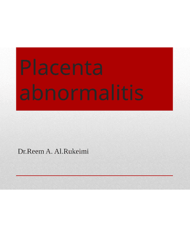 PLACENTA ABNORMALITIES cover