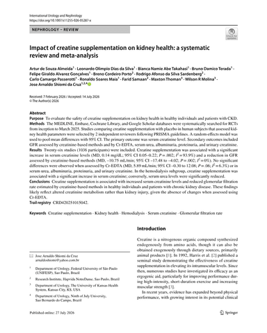 IMPACT OF CREATINE SUPPLEMENTATION ON KIDNEY HEALTH: A SYSTEMATIC REVIEW AND META-ANALYSIS cover