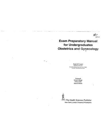 Exam Preparatory Manual for Undergraduates: Obstetrics & Gynaecology (Punit Bhojani) cover